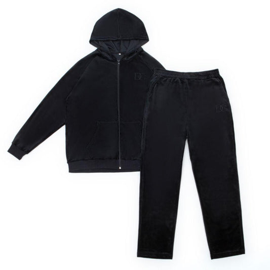 Draco Velour Tracksuit - Black