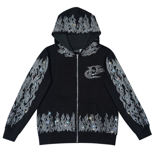 Flame Rhinestone Hoodie